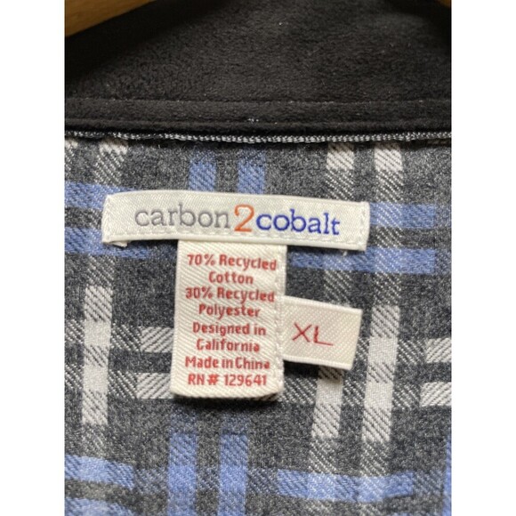 Carbon 2 Cobalt Men's Plaid Blue Cotton Long Sleeve Button Up Shirt Size XL - Picture 6 of 9